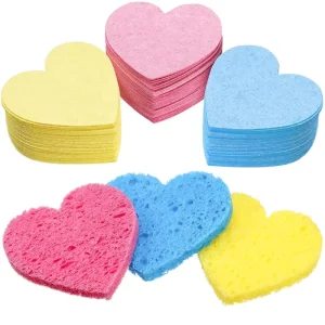 Portable Heart Shape Face Washing Powder Puff Compressed Wood Pulp Sponge Sponges & Scouring Pads