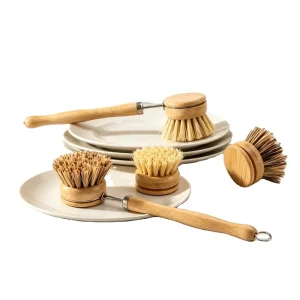 Pot Long Handle Scrub Brush Kitchen Bamboo Dish Brush Custom Wooden Kitchen Cleaning Dish Washing Brush Household Cleaning Tool