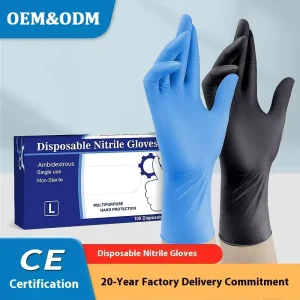 Powder Free Textured Exam Nitrile Gloves Blue Disposable Safety Gloves for Household Food Industry