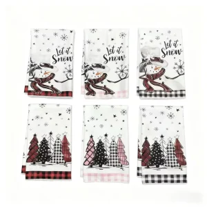 Premium Custom Woven Microfiber Eco Friendly Quick Dry Kitchen Towel High Absorbent Plaid Christmas Pattern Home Kitchen Daily