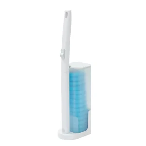 Premium Disposable PP+ABS Handheld Toilet Cleaner Brush Flexible Portable Cordless Durable Material White Sponge Brush