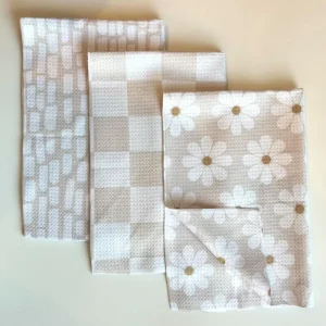Premium Microfiber Kitchen Towels Recycled Plastic Soft Absorbent Dish Cloths with Hanging Loop Decorative Tea Towels