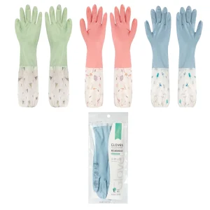 Premium Waterproof PVC Cleaning Gloves with Fleece Lining Extra Long Durable Dishwashing Gloves for Women Household Use