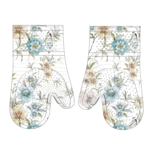 Printed Baking Gloves Cotton Silicone Oven Gloves Dishwasher Safe Eco-Friendly Washable Durable Reusable Non Slip Anti Scalding