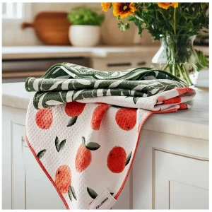 Printed Microfiber Kitchen Towels Logo Waffle Weave Quick Dry Absorbent Tea Towels Compressed Pattern