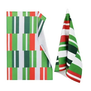 Printed Microfiber Waffle Weave Kitchen Towel Quick Dry Absorbent Lint Free Patterned Dish Tea Towel for Custom Logo