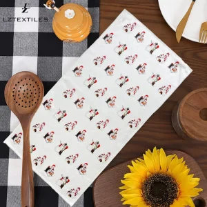 Printed Polyester Microfiber Eco-Friendly Quick-Dry Decorative Tea Towels Cute Christmas Patterns for Dish Drying Home Kitchen
