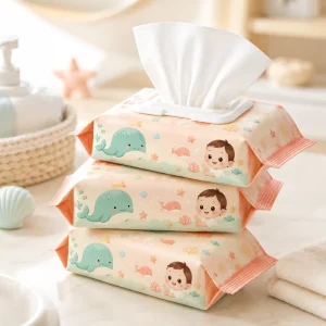 Private Label 80 Sheets Organic Cotton Unscented Alcohol Free Soft Skin Care Whale Baby Wet Wipes