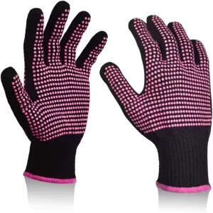 Professional 2 Pcs Salon Use Oven Mitts Heat Resistant Gloves with Silicone Bumps 2 Pcs Professional Heat Proof Glove Mitts
