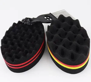 Professional Double Sided Ball Afro Coil Wave Twist Hair Sponge Brush Scouring Pads Multi-Purpose Wood Surface