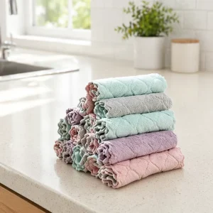 Professional Eco Friendly Dishcloth Fleece Kitchen Towels Thickened Water Absorbent Cleaning Cloth Kitchen Tool