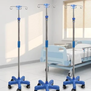 Professional Medical IV Pole Adjustable Height Infusion Stand With Wheels for Hospital Nursing Care