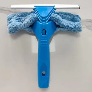 Professional Microfiber Window Scrubber and Glass Cleaner Squeegee Tool with Plastic Handle for Residential and Commercial Use