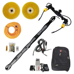 Professional Photovoltaic Window Solar Panel Cleaning Equipment Kit Water Fed Pole Dual Head Solar Panel Cleaning Brush