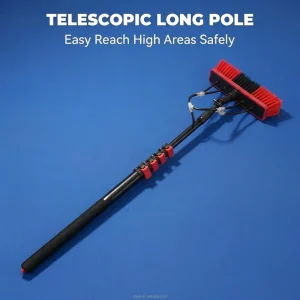 Professional Telescopic Solar Panel Brush Carbon Fiber Pole PV Module Cleaner Water Fed Car Window Washing Kit
