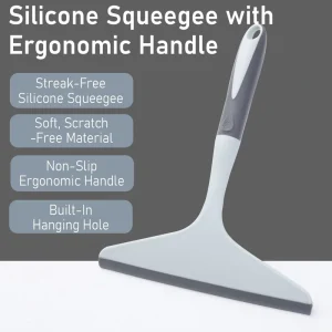 Professional Window Squeegee with Soft Rubber Strip and Ergonomic Handle for Home and Auto Glass Grey Series