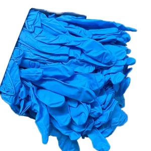 Pure Nitrile Blue Disposable Safety Gloves 100 Pieces Per Box 3mil Thickness Textured Fingertips EN ISO 374 Type B Protective