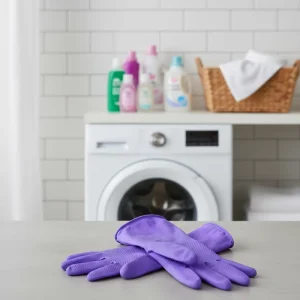 Purple Color Washing Glove 40g Flock Lined Rubber Latex Household Gloves Dipped Flock Lined Rubber Gloves Accept OEM