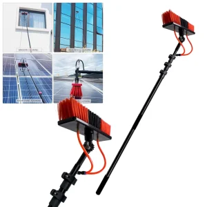 Qiyun Solar Panel Cleaning Brush and Pole Telescopic 12FT 24FT Washing Tools Kit