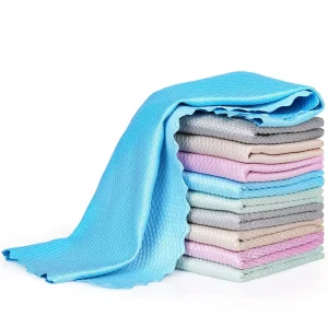 Quick-Dry 40x40cm Microfiber Cleaning Cloth Fish Scale Design Lint-Free 300gsm Kitchen Glass Car Wash Window Cleaning Towel