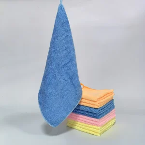 Quick Dry Blue Microfiber Kitchen Towels 30x30cm Woven Cloth Wipes for Dish Cleaning