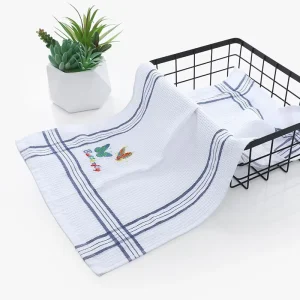Quick-Dry Embroidered Cotton Kitchen Cloth Dish Towel Custom Plain Flannel Roll Daily Necessities Sports Barcode