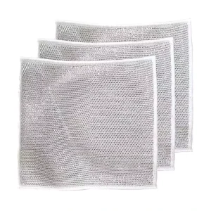 Quick Dry Microfiber Metal Wire Cleaning Cloth for Kitchen Dishwashing Rag with Knitted Technics Dry Status