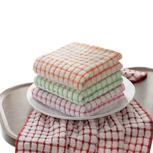 Quick Dry Terry Cotton Super Absorbent Kitchen Cleaning Grid Rags Tea Towel