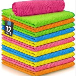 Quick Drying Microfiber Kitchen Towels Soft Water Absorbing with Stain Locking Oil Resistant Non Lint Properties Woven Technique