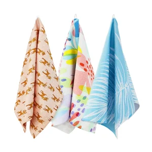 RTS Waffle Kitchen Towel Ultra Absorbent Quick Dry Honeycomb Dish Towel with Hanging Loop Solid Color