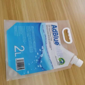 Refillable Liquid Packaging Plastic Transparent Spout Bag Laundry Detergent Stand up Spout Pouch With Handle