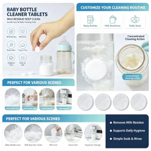 Removes Stubborn Milk Grease and Stains Fast Infant Safe Baby Bottle Cleaner Tablets Natural Enzyme Formula