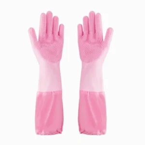 Reusable Durable Long-Lasting Velvet Warm Silicone Non-Slip Kitchen Gloves Thick Waterproof Design Household Cleaning