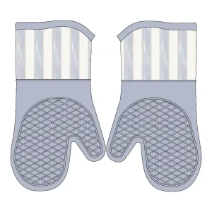 Reusable Eco Friendly Anti Scalding Printed Cotton Silicone Oven Mitts Thickening Non Slip Heat Resistant Dishwasher Microwave
