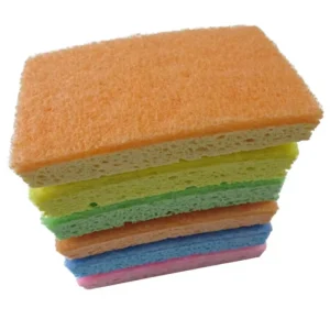 Reusable Kitchen Dish Scrub Sponges 3 Layer Wood Pulp Cotton Scrubbing Pads Absorbent Household Cleaning Accessories