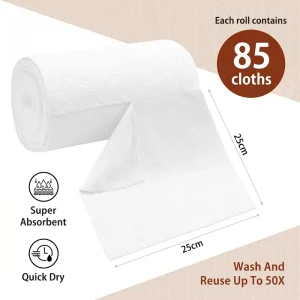 Reusable Microfiber Kitchen Cleaning Cloth Roll 85 Sheets Washable Absorbent Dish Towels Eco Friendly Paper Towel Alternative