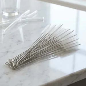 Reusable Portable Stainless Steel 304 Waterproof Drinking Straw Cleaning Brush with Nylon Bristles