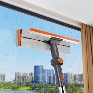 Reusable Silicone Bathroom Window Cleaning Brushes Replaceable Head Extension Pole Stainless Steel Handle Portable Long
