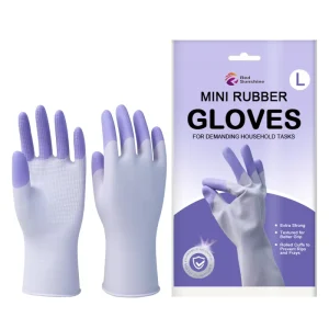 Reusable Soft Medium Thickness Waterproof Multi Purpose Light Purple Latex Household Gloves 10inch Non Slip