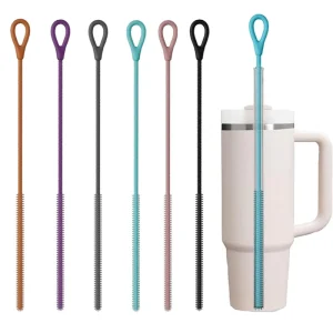 Reusable Tumbler Silicone Straw Cleaning Brush Set Long Straws Cleaner Brush for Sippy Cup Bottle
