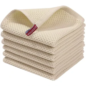 Reusable Washable Cotton Waffle Weave Kitchen Towel Custom logo Dish Cleaning Cloths 100% Cotton Hand Towels