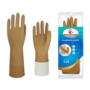 Reusable Waterproof Flexible Natural Latex Rubber Household Gloves Anti Slip Kitchen Bathroom Cleaning Laundry