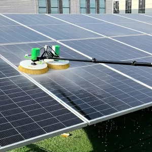 Rotating Double Head Solar Panel Cleaning Brush Extendable Telescopic Pole PV Cleaning Tool For Farm Use
