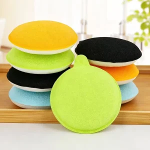 Round Loofah Sponge Scrub Brush Double Sided Block Kitchen Cleaning Dishwashing Cloth Scouring Pad Factory