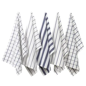 Royal Blue Plaid Antimicrobial Woven Cotton Eco Friendly Hypoallergenic Kitchen Towel Striped Tea Towel Napkin Tablecloth