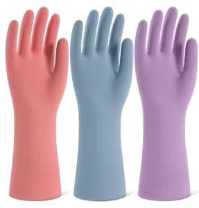 Rubber Cleaning Gloves for Dishwashing 4 Pairs Reusable Kitchen Gloves for Washing Dishes and Household Cleaning
