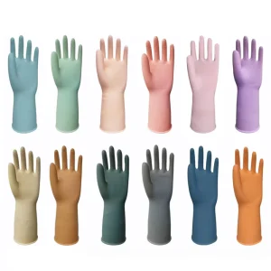 Rubber Cleaning Gloves for Dishwashing Reusable Washing Dishes Household Cleaning Colorful Gloves Flocked Lining Non Slip Grip
