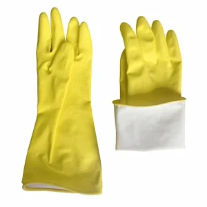 Rubber Latex Cleaning Wash Gloves Flocked Lining Latex Household Natural Reusable Household Gloves Waterproof Thin CE EN388