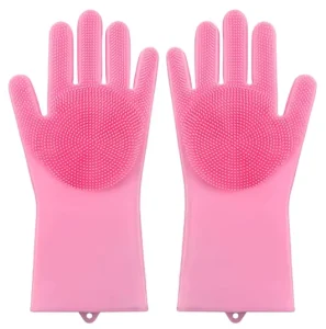 Rubber Silicone Dishwashing Gloves Household Silicone Kitchen Dishwashing and Vegetable Washing Gloves Pet Bathing Gloves
