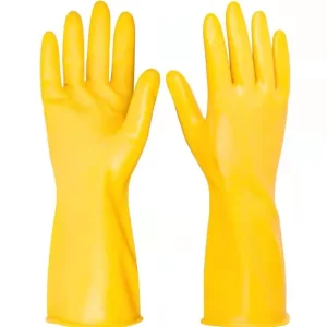 Rubber Waterproof Safety Hand Gloves Yellow Latex Anti cut for Household Cleaning Customizable